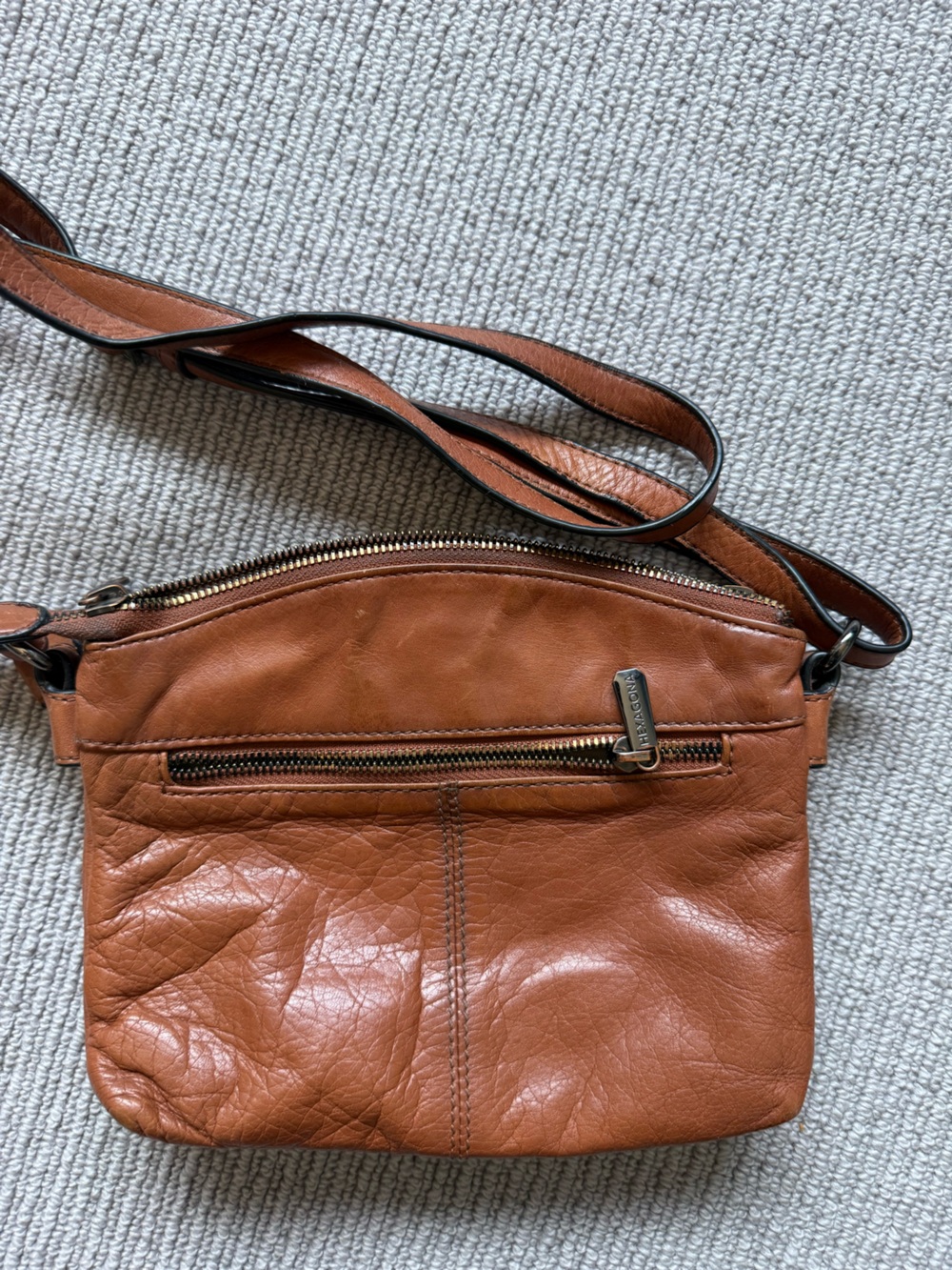 Hexagona Paris Leather Crossbody Bag in Brown